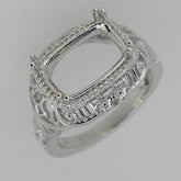 Filigree Sterling Silver Semi Mount Ring Setting Cushion Cu 12x8mm - Syzjewelry